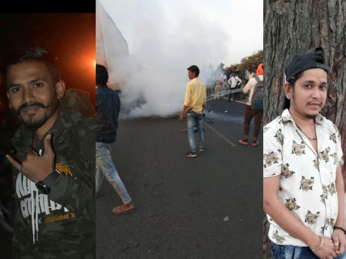 Container hits electric bike; Two youths killed, two-wheeler burnt | कंटेनरची इलेक्ट्रिक दुचाकीला धडक; २ तरुण जागीच ठार Container hits electric bike; Two youths killed, two-wheeler burnt | कंटेनरची इलेक्ट्रिक दुचाकीला धडक; २ तरुण जागीच ठार