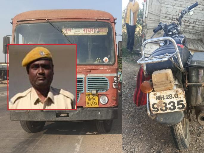 A bike was blown up by a speeding bus; Death of two-wheeler home guard returning from examination centre | भरधाव बसची दुचाकीला पाठीमागून धडक; बंदोबस्तावरून परतणाऱ्या दुचाकीस्वार होमगार्डचा मृत्यू A bike was blown up by a speeding bus; Death of two-wheeler home guard returning from examination centre | भरधाव बसची दुचाकीला पाठीमागून धडक; बंदोबस्तावरून परतणाऱ्या दुचाकीस्वार होमगार्डचा मृत्यू