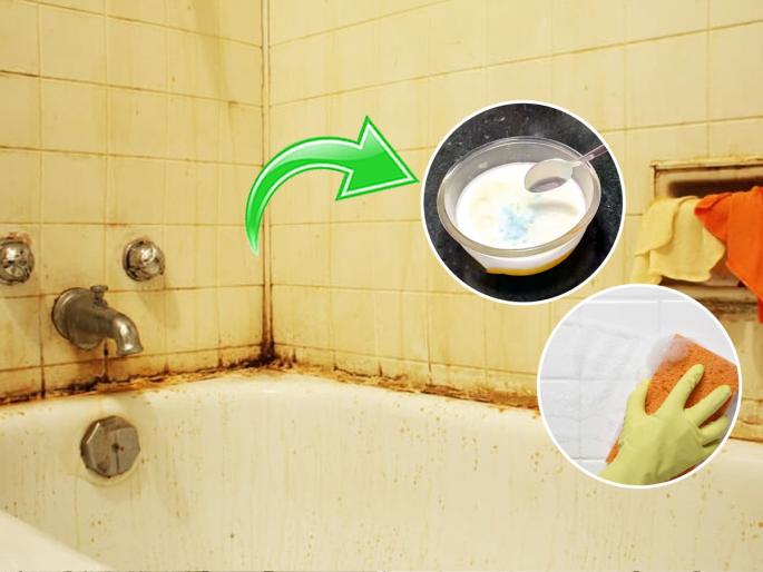 how to clean bathroom tiles, simple tips to clean yellow stains on bathroom tiles, how to clean hard water stains from bathroom tiles | रोज घासूनही बाथरुमच्या टाईल्सचा पिवळेपणा जात नाही? १ सोपी ट्रिक- १० मिनिटांत बाथरुम स्वच्छ