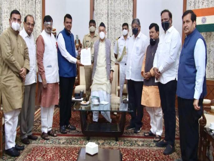 Hundreds of Thackeray government's allegations passed; BJP leaders take the list to the governor's door | ठाकरे सरकारच्या आरोपांची पार झाली शंभरी; यादी घेऊन भाजपा नेते राज्यपालांच्या दारी Hundreds of Thackeray government's allegations passed; BJP leaders take the list to the governor's door | ठाकरे सरकारच्या आरोपांची पार झाली शंभरी; यादी घेऊन भाजपा नेते राज्यपालांच्या दारी