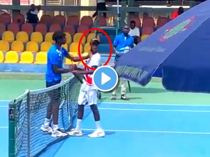 Slap on Face Video goes viral on social media as French Tennis Player Slaps Opponent after Losing Match | Slap on Face Viral Video on Social Media: एका हाताने शेक-हँक अन् दुसऱ्या हाताने जोरदार कानशिलात; टेनिसच्या मैदानातील प्रसंग Slap on Face Video goes viral on social media as French Tennis Player Slaps Opponent after Losing Match | Slap on Face Viral Video on Social Media: एका हाताने शेक-हँक अन् दुसऱ्या हाताने जोरदार कानशिलात; टेनिसच्या मैदानातील प्रसंग