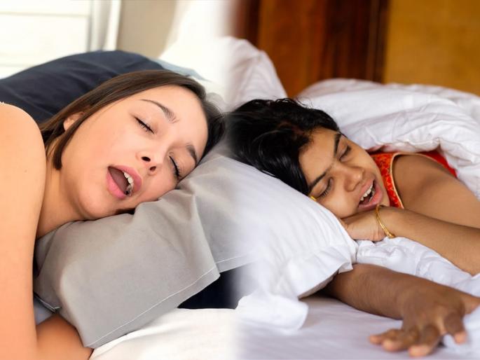 Health risks of sleeping with mouth open at night Causes and treatment of mouth breathing while sleeping | Sleeping with mouth Open : तोंड उघडे ठेवून झोपण्याची सवय? असू शकतो 'हा' गंभीर आजार, वेळीच लक्ष द्या