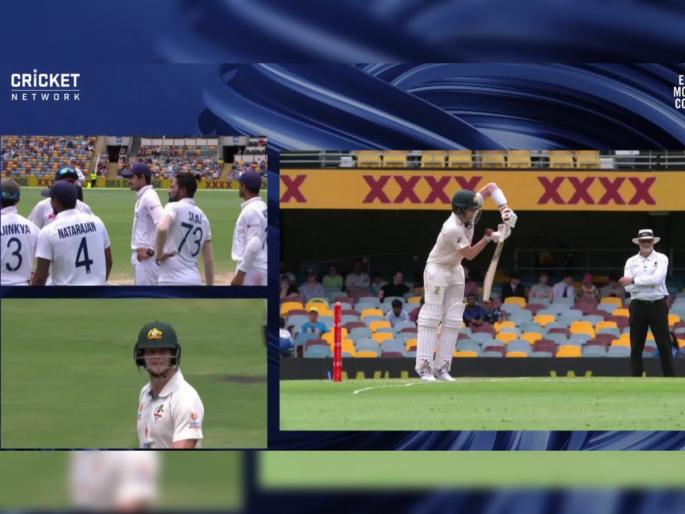 India vs Australia, 4th Test: Steve Smith (55) is caught at gully by Ajinkya Rahane off Mohammed Siraj | India vs Australia, 4th Test Day 4 : वॉर्नरनंतर स्टीव्ह स्मिथचा रडीचा डाव; क्लिअर कट आऊट असूनही घेतला DRS अन्...