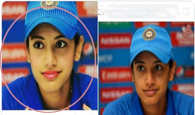 on Indian woman cricketer Smriti Mandhana lipstick applied and ... | भारताच्या महिला क्रिकेटपटूला लिपस्टिक लावली आणि ...