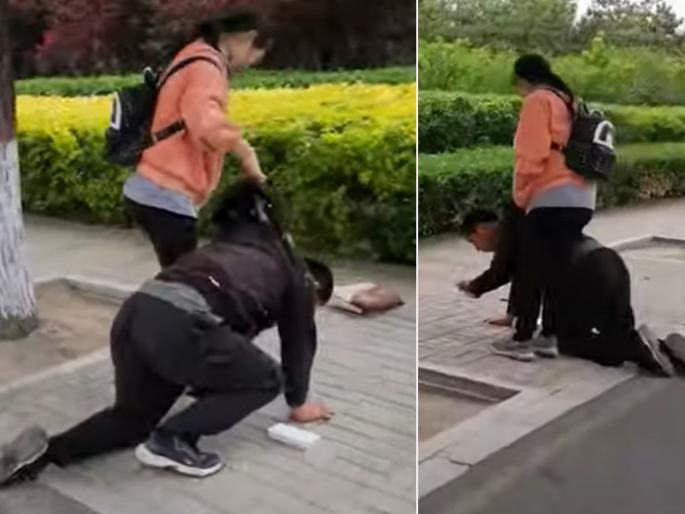 In China, Father and Daughter viral video, father kneels on street after daughter shamed him for not buying her an iPhone | "मला iPhone घेण्याची ऐपत नाही..."; लेकीनं बापाला इतकं सुनावलं, रस्त्यावरच गुडघे टेकले In China, Father and Daughter viral video, father kneels on street after daughter shamed him for not buying her an iPhone | "मला iPhone घेण्याची ऐपत नाही..."; लेकीनं बापाला इतकं सुनावलं, रस्त्यावरच गुडघे टेकले