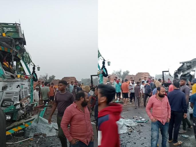 accident at bhatumbare in pandharpur taluka bus and truck coming to visit vitthal collide | पंढरपूर तालुक्यातील भटुंबरे येथे अपघात... विठ्ठलाच्या दर्शनाला येणाऱ्या बस अन् ट्रकची धडक accident at bhatumbare in pandharpur taluka bus and truck coming to visit vitthal collide | पंढरपूर तालुक्यातील भटुंबरे येथे अपघात... विठ्ठलाच्या दर्शनाला येणाऱ्या बस अन् ट्रकची धडक