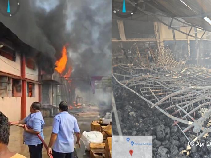 fire at a textile factory in Solapur was brought under control after seven hours | सोलापुरात टेक्स्टाइल कारखान्यास लागलेली आग सात तासांनंतर आटोक्यात fire at a textile factory in Solapur was brought under control after seven hours | सोलापुरात टेक्स्टाइल कारखान्यास लागलेली आग सात तासांनंतर आटोक्यात