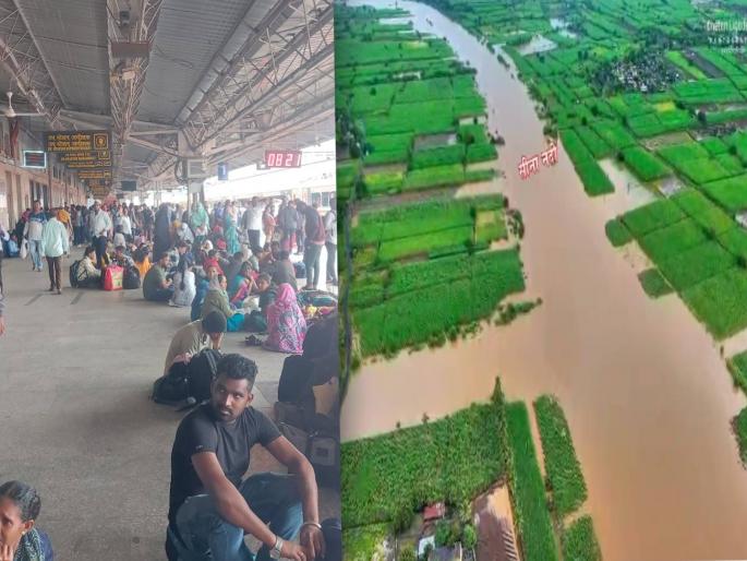 Heavy floods in Solapur affect rail traffic; Vande Bharat, Siddheshwar Express delayed, many trains stopped in Solapur division | सोलापुरातील महापुराचा रेल्वे वाहतुकीला फटका; वंदे भारत, सिद्धेश्वर एक्सप्रेसला उशिरा, अनेक गाड्या सोलापूर विभागात थांबविल्या Heavy floods in Solapur affect rail traffic; Vande Bharat, Siddheshwar Express delayed, many trains stopped in Solapur division | सोलापुरातील महापुराचा रेल्वे वाहतुकीला फटका; वंदे भारत, सिद्धेश्वर एक्सप्रेसला उशिरा, अनेक गाड्या सोलापूर विभागात थांबविल्या