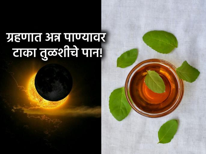 Solar Eclipse 2025: The same remedy used during the lunar eclipse will be applied during the solar eclipse as well, keep basil leaves on stored food and water. | सूर्य ग्रहण २०२५: चंद्रग्रहणात केला तोच उपाय सूर्यग्रहणातही, साठवणीच्या अन्न-पाण्यावर ठेवा तुळशीचे पान Solar Eclipse 2025: The same remedy used during the lunar eclipse will be applied during the solar eclipse as well, keep basil leaves on stored food and water. | सूर्य ग्रहण २०२५: चंद्रग्रहणात केला तोच उपाय सूर्यग्रहणातही, साठवणीच्या अन्न-पाण्यावर ठेवा तुळशीचे पान
