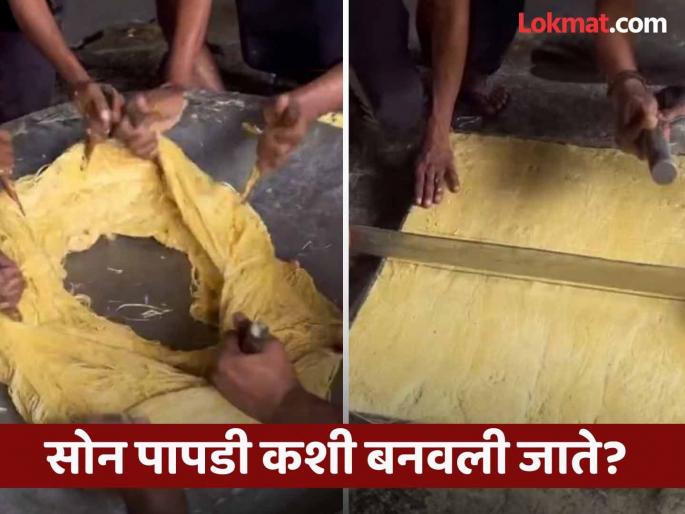 The video of making Son Papadi went viral on social media | VIDEO : सोन पापडी बनवण्याचा व्हिडीओ सोशल मीडियावर व्हायरल, बघून लोक म्हणाले.... The video of making Son Papadi went viral on social media | VIDEO : सोन पापडी बनवण्याचा व्हिडीओ सोशल मीडियावर व्हायरल, बघून लोक म्हणाले....