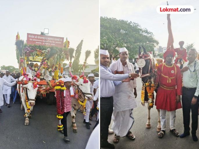 Ashadhi Wari Sant Sopankaka Maharaj's palanquin ceremony welcomed in Baramati; Rangoli slippers for the welcome | संत सोपानकाका महाराज पालखी सोहळ्याचे बारामतीत स्वागत;स्वागतासाठी रांगोळीच्या पायघड्या Ashadhi Wari Sant Sopankaka Maharaj's palanquin ceremony welcomed in Baramati; Rangoli slippers for the welcome | संत सोपानकाका महाराज पालखी सोहळ्याचे बारामतीत स्वागत;स्वागतासाठी रांगोळीच्या पायघड्या