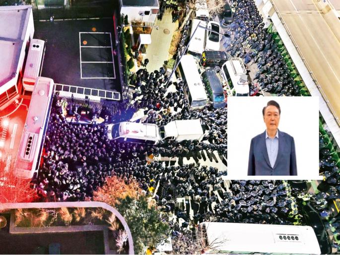 Impeached South Korean President Yoon Suk Yeol arrested in second attempt over martial law imposition | राष्ट्राध्यक्षांना अटक करण्यास आली फौज... शिडीने घरात घुसले सैनिक! Impeached South Korean President Yoon Suk Yeol arrested in second attempt over martial law imposition | राष्ट्राध्यक्षांना अटक करण्यास आली फौज... शिडीने घरात घुसले सैनिक!