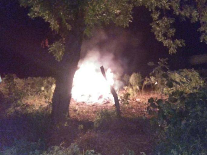 80,000 losses by burning soybean leaves | सोयाबीन सुड्या जळून ८० हजारांचे नुकसान 80,000 losses by burning soybean leaves | सोयाबीन सुड्या जळून ८० हजारांचे नुकसान