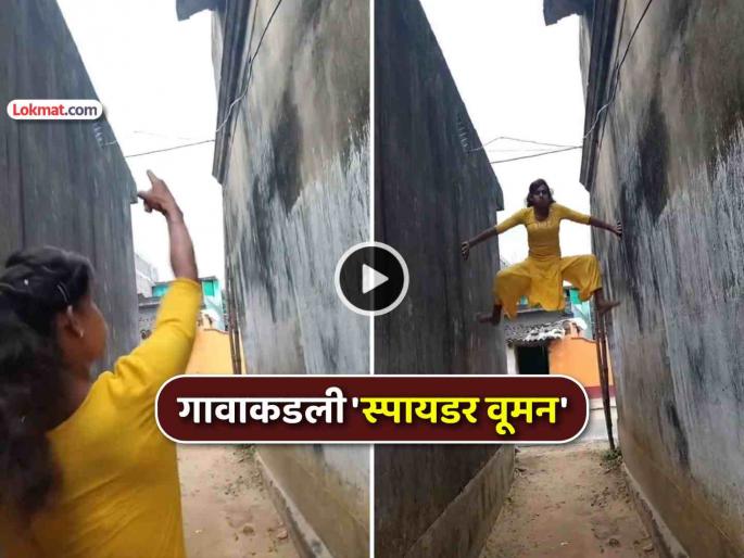 trending viral video spider woman as girl climbs wall without any support and stuns social media | VIDEO: तरूणी बनली 'स्पायडर वूमन'! कशाचाही आधार न घेता झपाझप भिंतींवर चढली अन्... trending viral video spider woman as girl climbs wall without any support and stuns social media | VIDEO: तरूणी बनली 'स्पायडर वूमन'! कशाचाही आधार न घेता झपाझप भिंतींवर चढली अन्...
