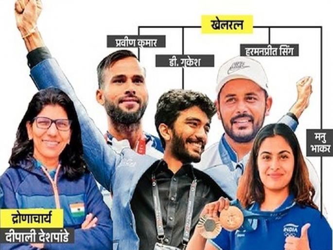 Manu, Gukesh, Harmanpreet, Praveen awarded 'Khel Ratna'; Deepali Deshpande becomes 'Dronacharya'; Swapnil Kusale will be honored with Arjuna Award | मनू, गुकेश, हरमनप्रीत, प्रवीण यांना ‘खेलरत्न’; दीपाली देशपांडे ठरल्या ‘द्रोणाचार्य’; स्वप्निल कुसाळेचा अर्जुन पुरस्काराने होणार गौरव Manu, Gukesh, Harmanpreet, Praveen awarded 'Khel Ratna'; Deepali Deshpande becomes 'Dronacharya'; Swapnil Kusale will be honored with Arjuna Award | मनू, गुकेश, हरमनप्रीत, प्रवीण यांना ‘खेलरत्न’; दीपाली देशपांडे ठरल्या ‘द्रोणाचार्य’; स्वप्निल कुसाळेचा अर्जुन पुरस्काराने होणार गौरव