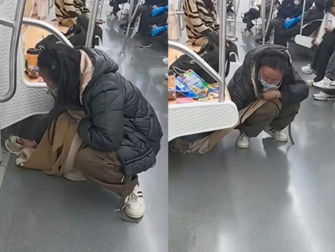 Woman used her own scarf to wipe up spilled tea in the metro | कौतुकास्पद! टिश्यू पेपर नव्हते, महिलेनं स्वत:चा स्कार्फ वापरून पुसला मेट्रोमध्ये सांडलेला चहा Woman used her own scarf to wipe up spilled tea in the metro | कौतुकास्पद! टिश्यू पेपर नव्हते, महिलेनं स्वत:चा स्कार्फ वापरून पुसला मेट्रोमध्ये सांडलेला चहा