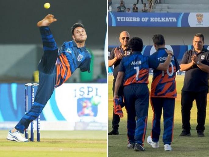 Sachin Tendulkar is playing with Bollywood celebrity in street premier league cricket and he has praised the handicap player Aamir | दोन्ही हात नाहीत पण...! "आमिर हाच खरा फिरकीपटू", 'क्रिकेटच्या देवा'नं जिंकलं मन