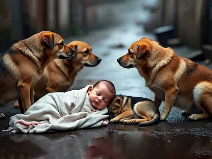 Stray dogs save abandoned newborn baby in Nabadwip West Bengal High Court bans feeding stray dogs but dogs save newborn full story | आईबापाने लेकरू रस्त्यावर टाकलं, भटक्या कुत्र्यांनी नवजात बाळाभोवती रात्रभर दिला पहारा..