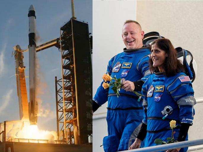Hopes rise! Musk's company's spacecraft launches into space; Sunita Williams, Butch Wilmore to return to Earth | होप्स वाढले! मस्क यांच्या कंपनीचे यान अंतराळात झेपावले; सुनिता विल्यम्स, बुच विल्मोर पृथ्वीवर येणार  Hopes rise! Musk's company's spacecraft launches into space; Sunita Williams, Butch Wilmore to return to Earth | होप्स वाढले! मस्क यांच्या कंपनीचे यान अंतराळात झेपावले; सुनिता विल्यम्स, बुच विल्मोर पृथ्वीवर येणार