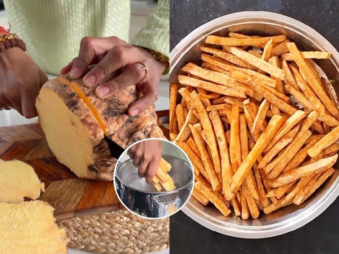 How to make crispy Suran fries at Home monsoon recipe evening snacks Quick Suran fry recipe Low oil Suran fries recipe for healthy eating | Suran Fries : पावसाळ्यात खा गरमगरम कुरकुरीत सुरणाचे फ्राइज – चवही मस्त आणि करायला अगदी सोपे