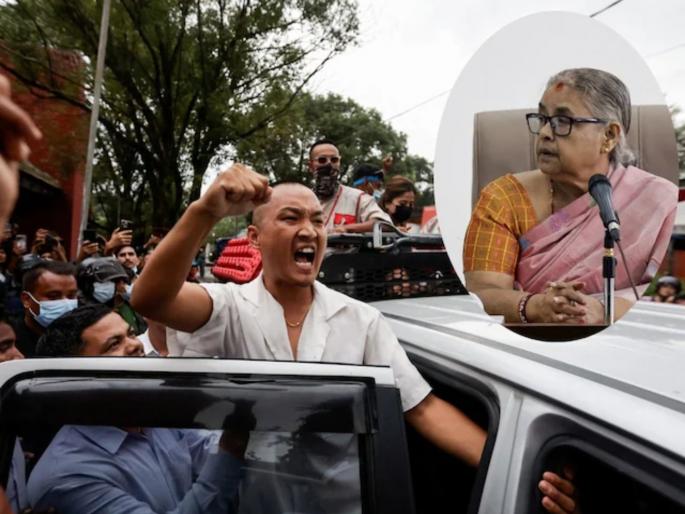 Nepal's Gen Z protesters are discontented just 3 days after the coup; Protests outside Sushila Karki's house! | सत्तापालटाच्या अवघ्या ३ दिवसांत नेपाळच्या Gen Z आंदोलकांमध्ये असंतोष; सुशीला कार्कींच्या घराबाहेर निदर्शने! Nepal's Gen Z protesters are discontented just 3 days after the coup; Protests outside Sushila Karki's house! | सत्तापालटाच्या अवघ्या ३ दिवसांत नेपाळच्या Gen Z आंदोलकांमध्ये असंतोष; सुशीला कार्कींच्या घराबाहेर निदर्शने!