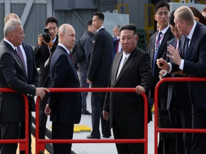 Vladimir Putin-Kim Jong Un meet in Russia: Talks held at Spaceport | रशियात व्लादिमीर पुतिन-किम जोंग उन यांची भेट: स्पेसपोर्टमध्ये झाली चर्चा Vladimir Putin-Kim Jong Un meet in Russia: Talks held at Spaceport | रशियात व्लादिमीर पुतिन-किम जोंग उन यांची भेट: स्पेसपोर्टमध्ये झाली चर्चा