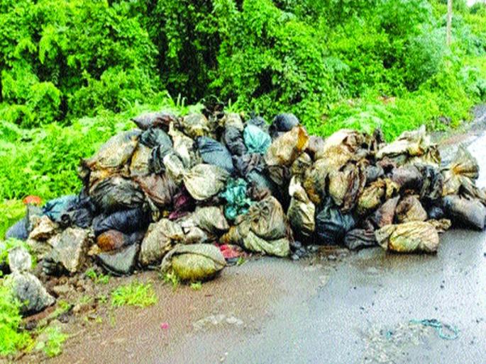 On solid roads in Tarapur MIDC road | तारापूर एमआयडीसीतील घनकचरा रस्त्यावर