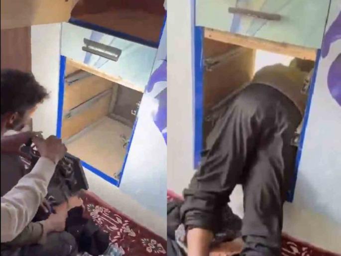Four terrorists were hiding in a closet in Kulgam In front of the shocking video | कुलगाममध्ये कपाटात बंकर बनवून लपले होते चार दहशतवादी; धक्कादायक व्हिडीओ समोर