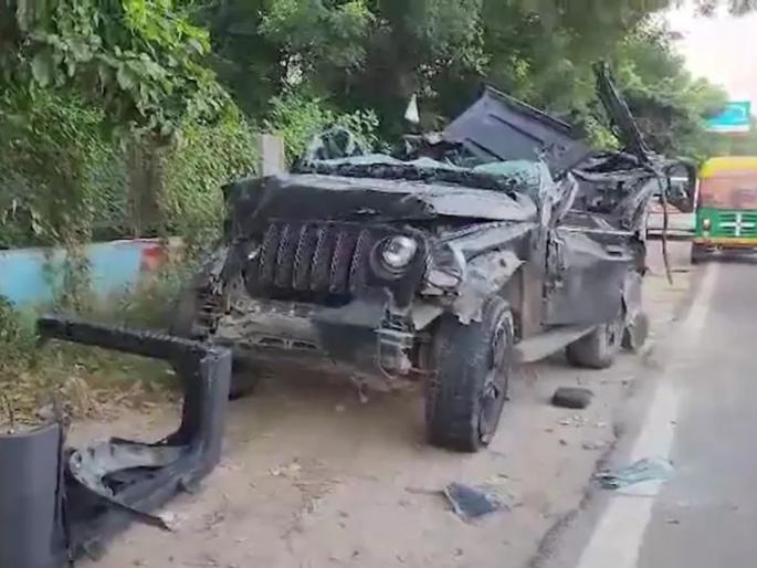 gurugram horrific road accident thar overturned after hitting divider 5 dead | काळाचा घाला! गुरुग्राममधील भीषण अपघातात ५ जणांचा जागीच मृत्यू, थारचा चक्काचूर