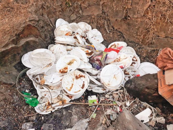 The most common use of environmentally harmful thermocol plates | पर्यावरणाला घातक थर्माकोल पत्रावळीचा सर्रास वापर; पळसाची पत्रावळी होतेय नामशेष