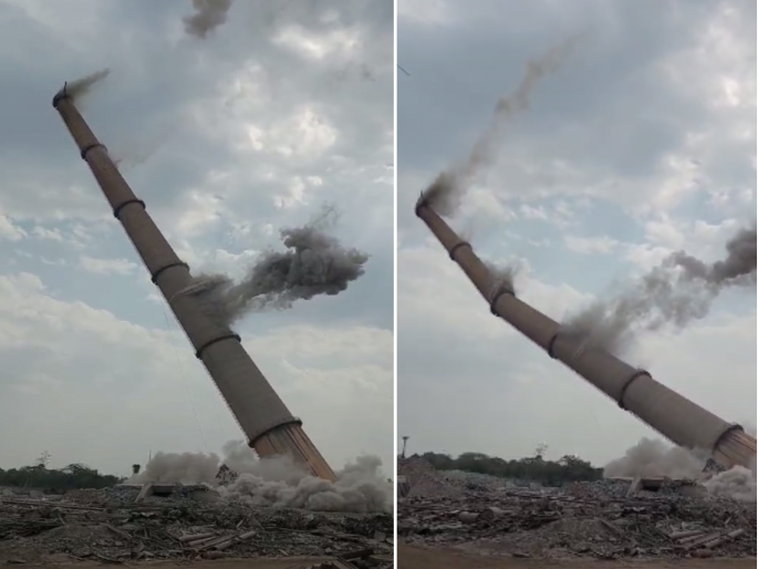 The glory of Parli All traces of the old thermals were erased, the fifth chimney was also razed | परळीचे वैभव जुन्या थर्मलच्या सर्व खुणा पुसल्या गेल्या, सर्वात उंच पाचवी चिमणीही जमीनदोस्त The glory of Parli All traces of the old thermals were erased, the fifth chimney was also razed | परळीचे वैभव जुन्या थर्मलच्या सर्व खुणा पुसल्या गेल्या, सर्वात उंच पाचवी चिमणीही जमीनदोस्त