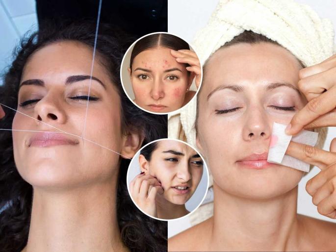 Do you remove facial hair by threading or waxing? See what's better and why you look old, with wrinkles on your face | चेहऱ्यावरचे केस थ्रेडिंगने काढता की व्हॅक्स करता? पाहा काय बरं आणि कशानं तुम्ही दिसता म्हाताऱ्या, चेहऱ्यावर सुरकुत्या Do you remove facial hair by threading or waxing? See what's better and why you look old, with wrinkles on your face | चेहऱ्यावरचे केस थ्रेडिंगने काढता की व्हॅक्स करता? पाहा काय बरं आणि कशानं तुम्ही दिसता म्हाताऱ्या, चेहऱ्यावर सुरकुत्या
