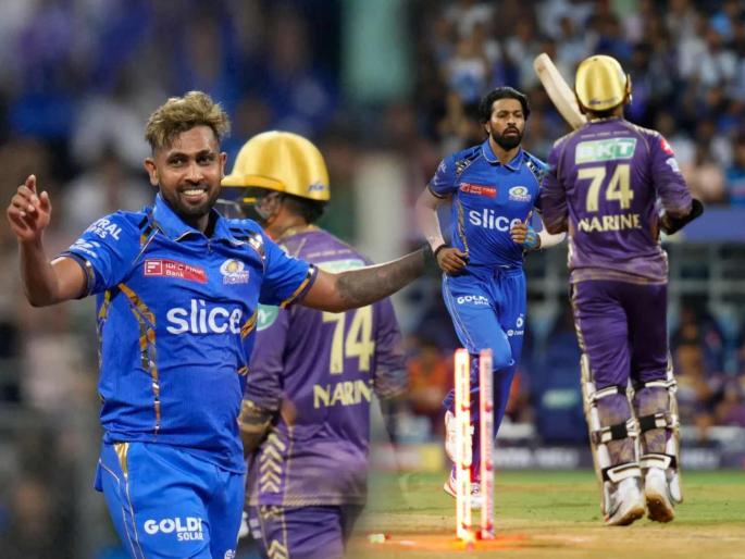 IPL 2024 MI vs KKR Mumbai Indians give huge blow to Kolkata Knight Riders as Nuwan Thushara takes 3 wickets in powerplay | Nuwan Thushara, IPL 2024 MI vs KKR: 'पॉवर-प्ले'मध्ये कोलकाताची 'बॅटरी डाऊन'! तुषाराने घेतल्या ३ विकेट्स, हार्दिकनेही फोडला घाम