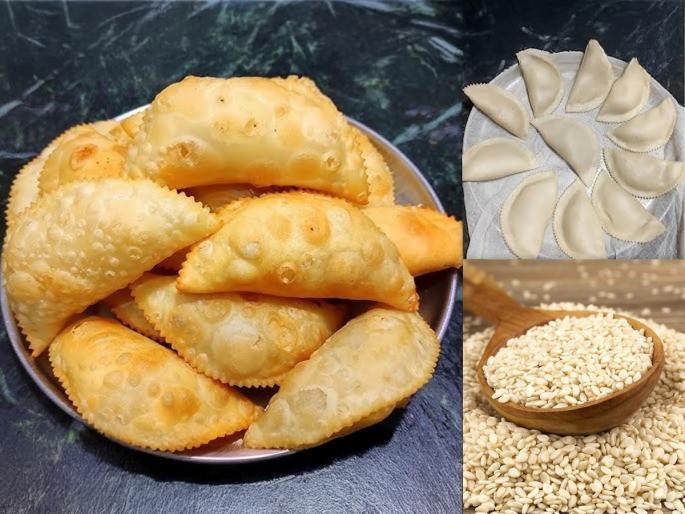 How To Make Tilachya Karanjya For Nagpanchami Tilachya karanjya recipe Nagpanchami special til karanji Traditional Maharashtrian karanji recipe | नागपंचमी विशेष : पारंपरिक पदार्थ तिळाच्या करंज्या, चवीला खास आणि वेगळा पदार्थ...