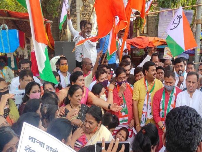 "People will enjoy Rane's rule", criticizes Mahavikas Aghadi in Pune | "राणेंच्या सत्तेची मस्ती जनताच बरोबर उतरवेल", पुण्यात महाविकास आघाडीकडून टीका करत आंदोलन "People will enjoy Rane's rule", criticizes Mahavikas Aghadi in Pune | "राणेंच्या सत्तेची मस्ती जनताच बरोबर उतरवेल", पुण्यात महाविकास आघाडीकडून टीका करत आंदोलन