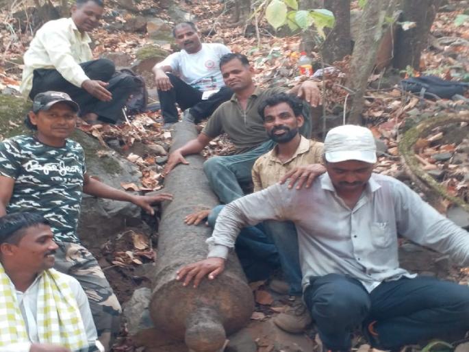 Borwade's Triveni Rangana Group discovers another cannon on Rangana! | बोरवडेच्या त्रिवेणी रांगणा ग्रुपने शोधली रांगण्यावरील २ हजार फूट दरीत ढकललेली दुसरी तोफ! Borwade's Triveni Rangana Group discovers another cannon on Rangana! | बोरवडेच्या त्रिवेणी रांगणा ग्रुपने शोधली रांगण्यावरील २ हजार फूट दरीत ढकललेली दुसरी तोफ!