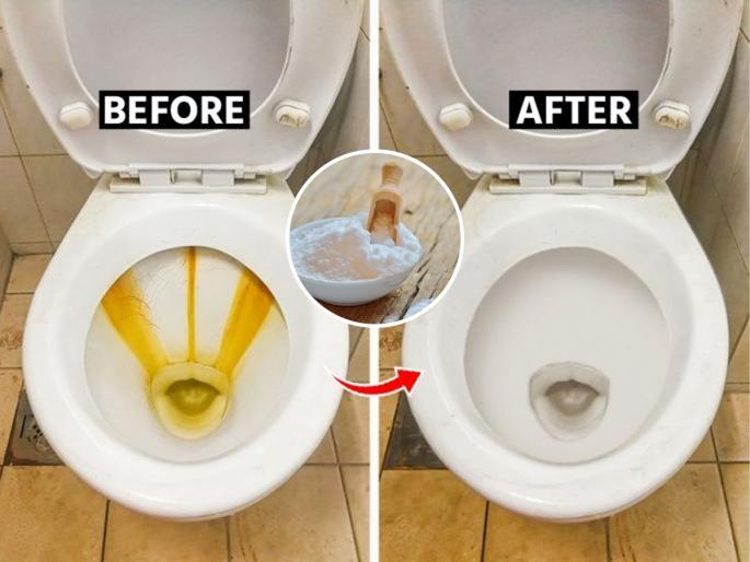 How to remove hard yellow stains from toilet bowl naturally Best home remedies to make toilet smell fresh Easy tricks to clean dirty toilet without chemicals | कितीही घासलं तरी टॉयलेट काळेकुट्ट- पिवळे दिसते? सोपी ट्रिक- टॉयलेट होईल स्वच्छ - दुर्गंधीही गायब
