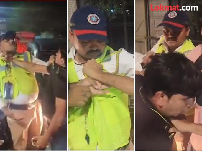 Traffic policeman beaten up and abused in Kalyan Case registered against youth | "गाववाल्यावर हात उचलतो, तुला बघून घेतो"; कल्याणमध्ये पोलीस कर्मचाऱ्यावर हल्ला, कॉलर धरुन केली मारहाण Traffic policeman beaten up and abused in Kalyan Case registered against youth | "गाववाल्यावर हात उचलतो, तुला बघून घेतो"; कल्याणमध्ये पोलीस कर्मचाऱ्यावर हल्ला, कॉलर धरुन केली मारहाण
