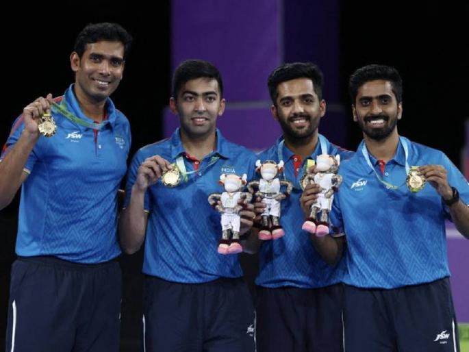 Commonwealth Games 2022 Gold : SECOND CONSECUTIVE Table Tennis MEN'S GOLD FOR INDIA, they beat Singapore 3-1 | Commonwealth Games 2022 : भारतीय टेबल टेनिस पुरुष संघाने इतिहास रचला, सलग दुसऱ्यांदा सुवर्णपदकावर कोरले नाव Commonwealth Games 2022 Gold : SECOND CONSECUTIVE Table Tennis MEN'S GOLD FOR INDIA, they beat Singapore 3-1 | Commonwealth Games 2022 : भारतीय टेबल टेनिस पुरुष संघाने इतिहास रचला, सलग दुसऱ्यांदा सुवर्णपदकावर कोरले नाव