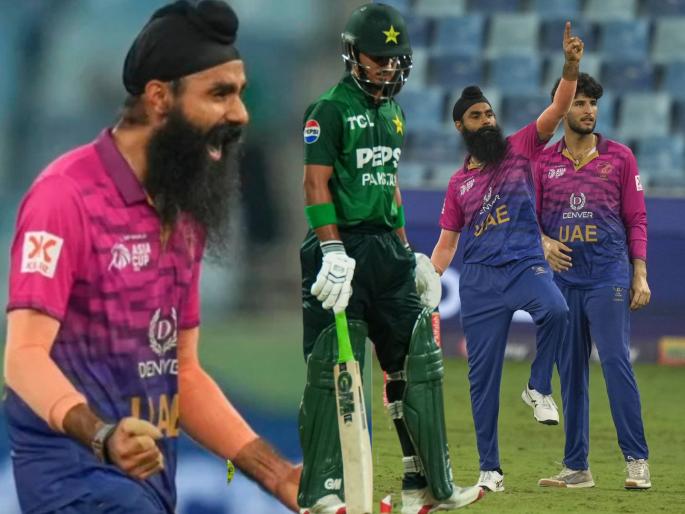 Asia Cup 2025 PAK vs UAE Who Is Simranjeet Singh Took 3 Wickets With Fakhar Zaman vs Pakistan Special Connection With Shubman Gill | Asia Cup 2025 : दुबईत 'सिंग इज किंग' शो! PAK विरुद्ध UAE च्या ताफ्यातून सिमरनजीतचा भांगडा
