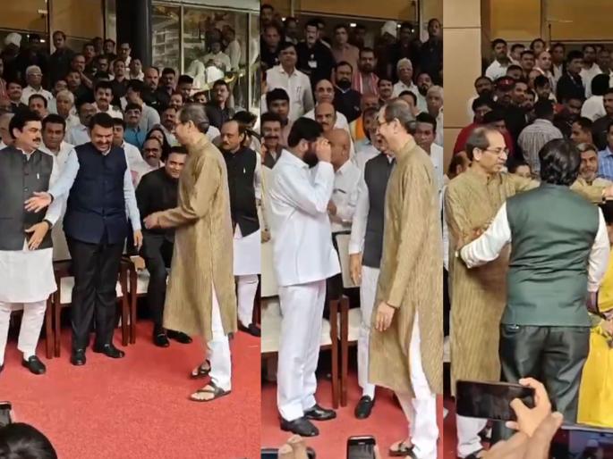 Uddhav Thackeray Vs Eknath Shinde Face to Face: avoided even looking at each other, let alone sitting aside. | फडणवीसांशी बोलले...! पुढे दोन पावलांवर ठाकरे-शिंदे आमने-सामने, बाजूला बसणे सोडा बघणेही टाळले Uddhav Thackeray Vs Eknath Shinde Face to Face: avoided even looking at each other, let alone sitting aside. | फडणवीसांशी बोलले...! पुढे दोन पावलांवर ठाकरे-शिंदे आमने-सामने, बाजूला बसणे सोडा बघणेही टाळले