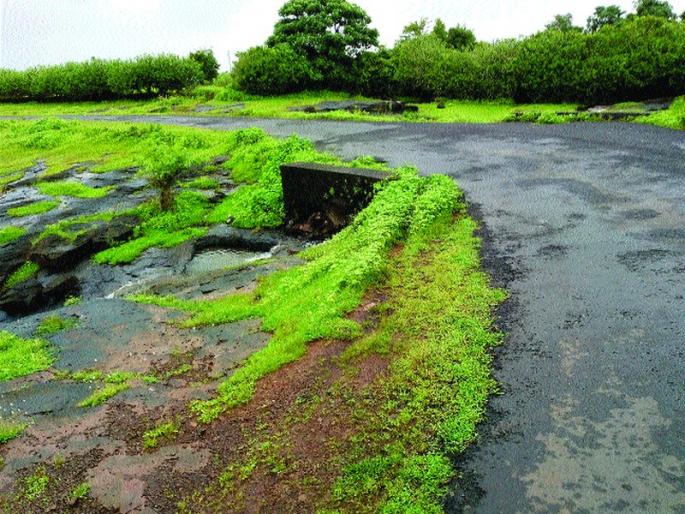 Harivar Rohini road in Shrivardhan lost | श्रीवर्धनमधील हरवीत रोहिणी रस्ता खचला Harivar Rohini road in Shrivardhan lost | श्रीवर्धनमधील हरवीत रोहिणी रस्ता खचला