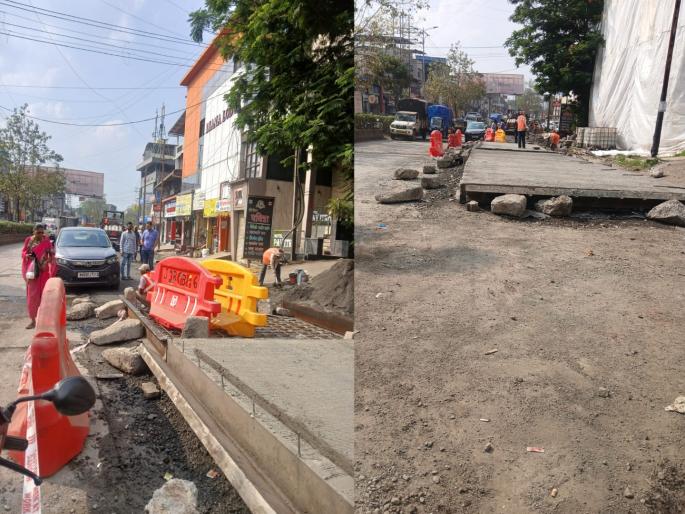 16 Construction works continue to obstruct the road in ulhasnagar question marks over the quality of the work | १६ बांधकामाचा रस्त्याला अडथळा कायम, गुणवंत्तेवरही प्रश्नचिन्हे