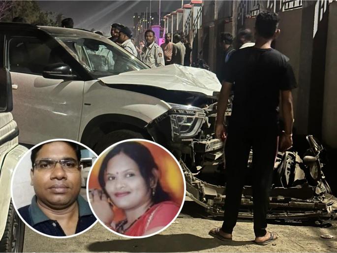 Creta car collided with a scooty Death of both husband and wife Five-year-old girl serious | क्रेटा कारची स्कुटीला धडक! पती-पत्नी दोघांचाही मृत्यू; ५ वर्षीय मुलगी गंभीर, आरोपीचे पलायन  Creta car collided with a scooty Death of both husband and wife Five-year-old girl serious | क्रेटा कारची स्कुटीला धडक! पती-पत्नी दोघांचाही मृत्यू; ५ वर्षीय मुलगी गंभीर, आरोपीचे पलायन