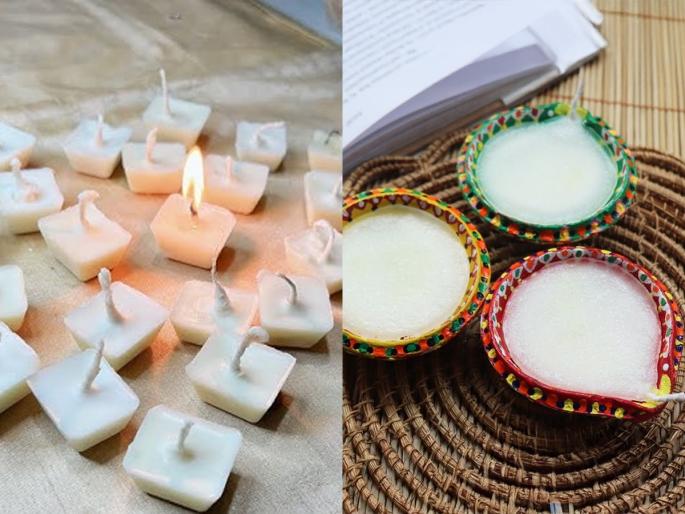 how to make wax panati at home, use of wax instead of oil in diwali for lighting lamps  | दिवाळीत पणत्यांमध्ये महागडं तेल घालायला नको वाटतं? फक्त १० रुपयांचा उपाय- लावा भरपूर पणत्या 