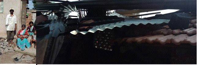 The storm blew off the roof of the house, fortunately saving the three-month-old baby | वादळी वाऱ्याने घराचे छप्पर उडाले, सुदैवाने तीन महिन्याचे बाळ बचावले The storm blew off the roof of the house, fortunately saving the three-month-old baby | वादळी वाऱ्याने घराचे छप्पर उडाले, सुदैवाने तीन महिन्याचे बाळ बचावले