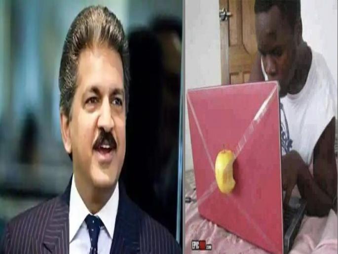 Anand mahindra share funny twitter post where man working on laptop with half apple | १ नंबर जुगाड! पठ्ठ्या लॅपटॉपला अर्ध अॅपल लावून ऐटीत करतोय काम; आनंद महिंद्रा म्हणाले...... Anand mahindra share funny twitter post where man working on laptop with half apple | १ नंबर जुगाड! पठ्ठ्या लॅपटॉपला अर्ध अॅपल लावून ऐटीत करतोय काम; आनंद महिंद्रा म्हणाले......