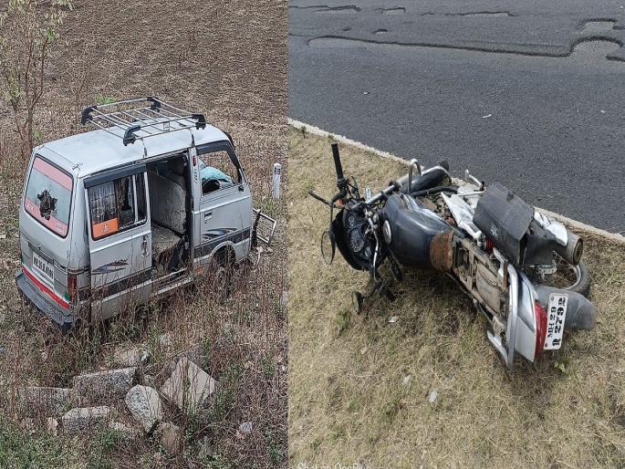 Four-wheeler collides with two-wheeler, death of two-wheeler, incident near Mangi Phata | चारचाकीची दुचाकीला धडक, दुचाकीस्वाराचा मृत्यू, मंगी फाट्याजवळील घटना  Four-wheeler collides with two-wheeler, death of two-wheeler, incident near Mangi Phata | चारचाकीची दुचाकीला धडक, दुचाकीस्वाराचा मृत्यू, मंगी फाट्याजवळील घटना