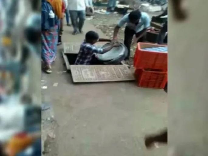 BMC taken on vegetable dealers hiding vegetable in gutters | गटारात भाजी लपवणा-या भाजीविक्रेत्यांवर महापालिकेची कारवाई, माल केला जप्त; गुन्हा दाखल होण्याची शक्यता