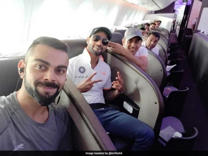 virat kohli is going to Hyderabad for match against West Indies; See who is sitting beside him ... | विराट निघाला वेस्ट इंडिज जिंकायला; पाहा त्याच्या बाजूला बसलंय तरी कोण...